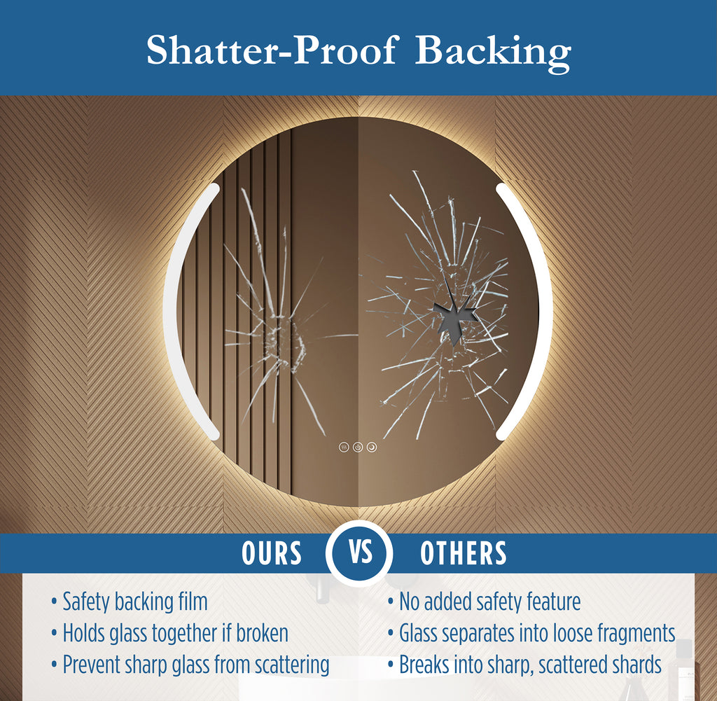 Astor 28" round front and back lit LED mirror with frosted glass