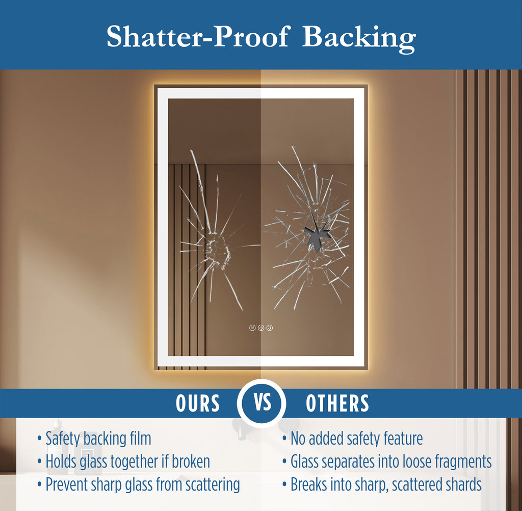 Lancer 24" x 32" rectangular front and back lit LED mirror with acrylic boarder