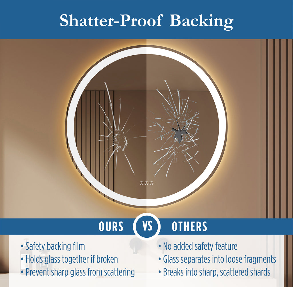 Lancer 28" round front and back lit LED mirror with acrylic boarder