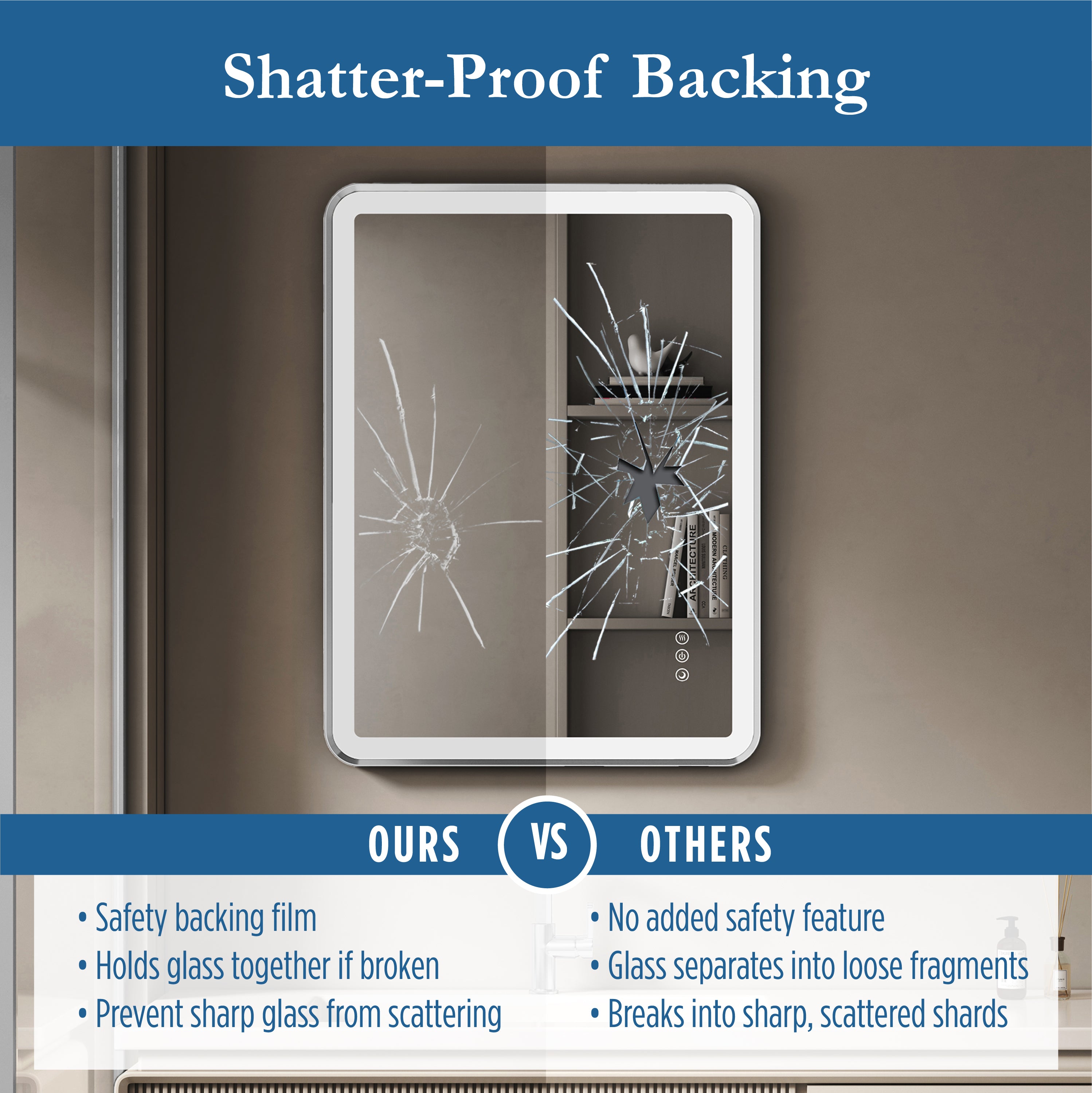 Elston 24"x 32" Rectangular Front Lit LED Mirror with Brushed Silver frame