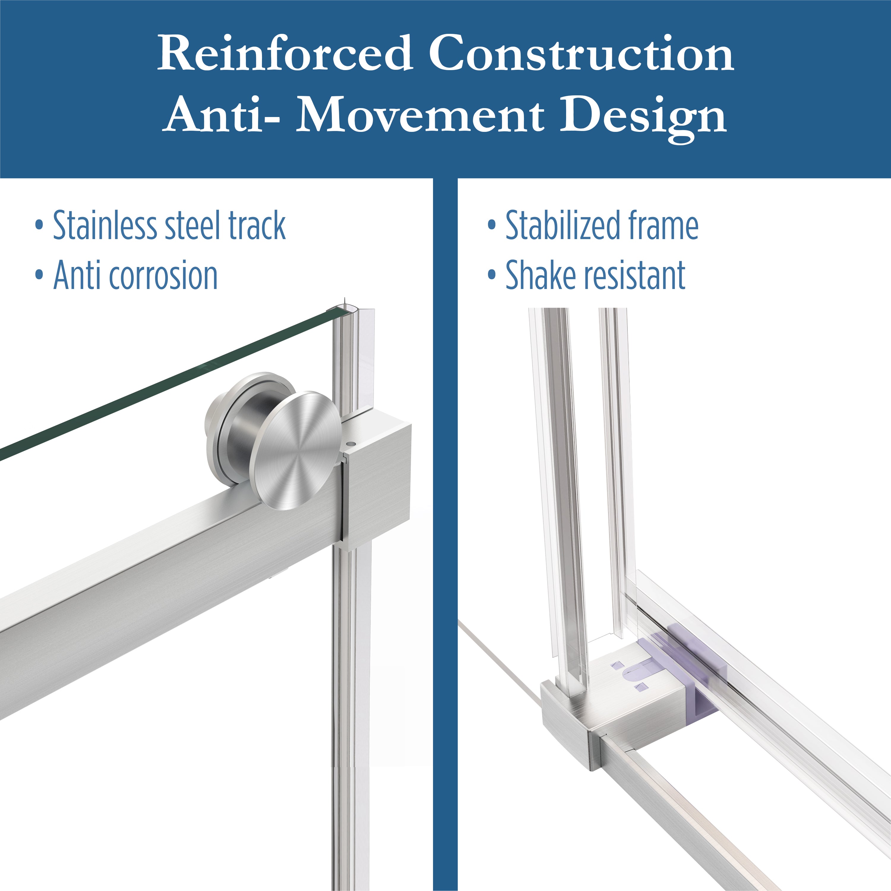Ambrose 56" - 60" Soft Close sliding Glass shower door with Brushed Nickel hardware (soft-close)