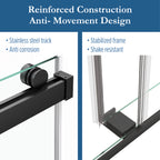 Cayton 56" - 60" Soft Close sliding Glass shower door Matte Black hardware (soft-close)