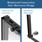 Edgemar 60" Soft Close sliding Glass shower door Matte Black hardware (soft-close)