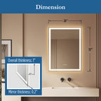 Lancer 24" x 32" rectangular front and back lit LED mirror with acrylic boarder
