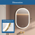 Elston 22" x 32" pill front lit LED mirror with Brushed Gold frame