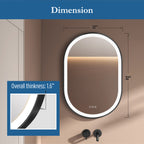 Elston 22" x 32" pill front lit LED mirror with Matte Black frame