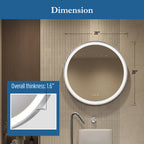 Elston 28" round front lit LED mirror with Brushed Silver frame