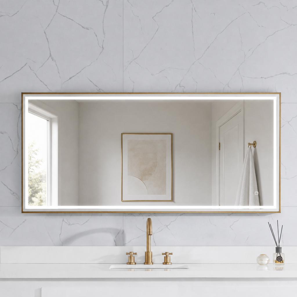 Adrian 59 in. LED Bathroom Mirror with Stainless Steel Metal Frame