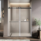 Catey 56" - 60" bypass shower door wth Matte Black hardware (soft-close)