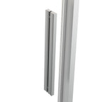 Close-up of a metallic door handle on a white background