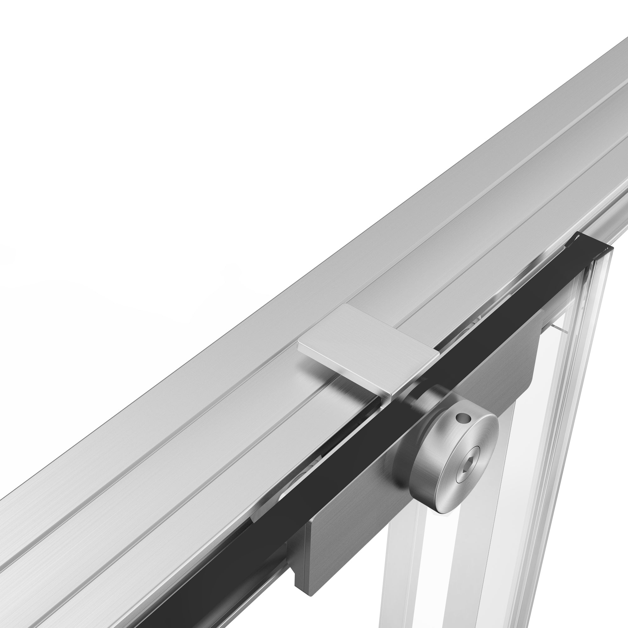 Close-up of a window mechanism on a white background