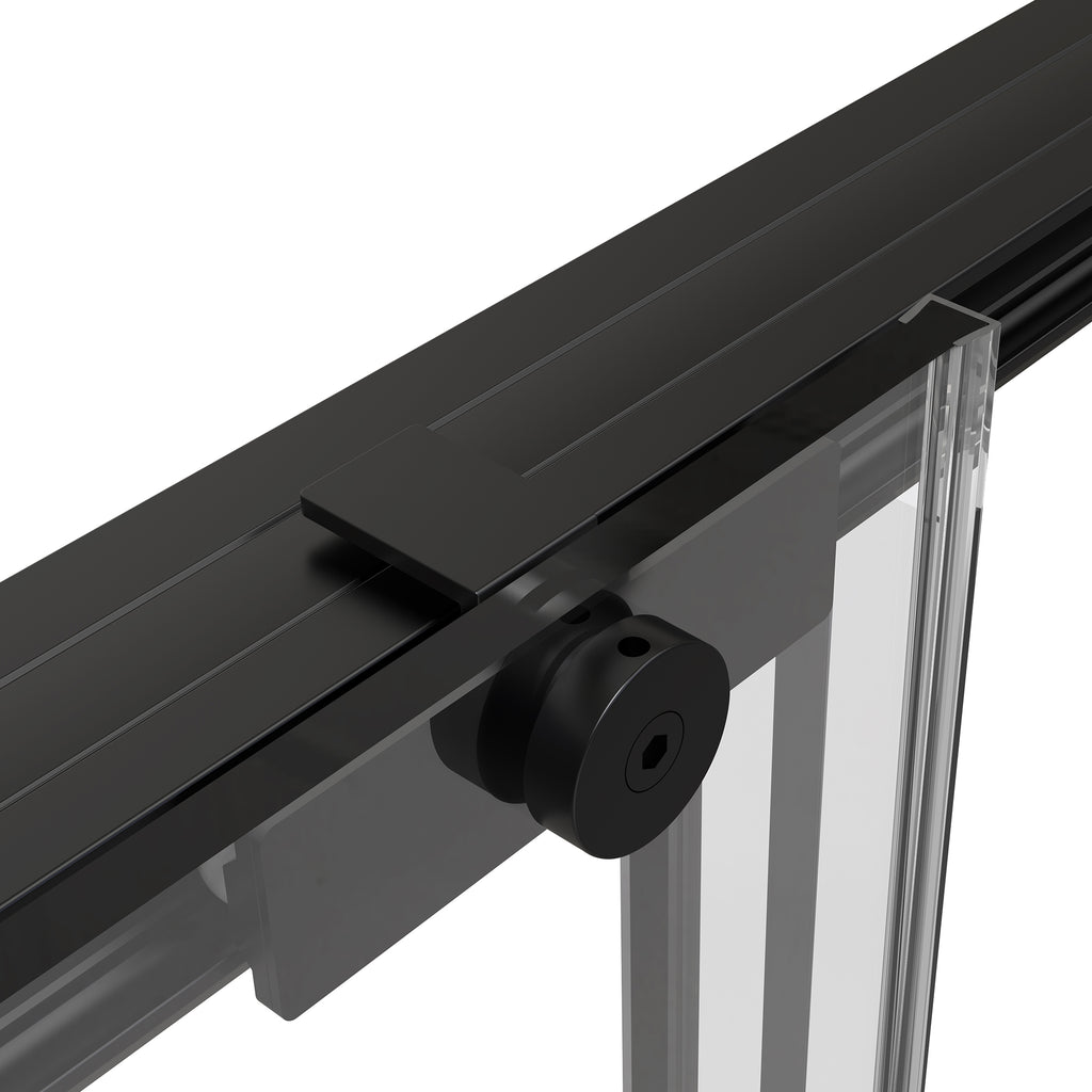 Edgemar 60" Soft Close sliding Glass shower door Matte Black hardware (soft-close)