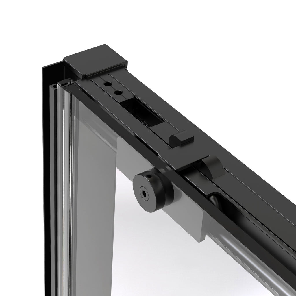 Edgemar 60" Soft Close sliding Glass shower door Matte Black hardware (soft-close)