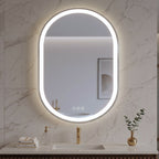 Elston 22" x 32" pill front lit LED mirror with Brushed Gold frame