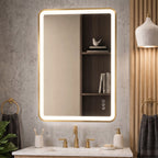 Elston 24"x 32" Rectangular Front Lit LED Mirror with Brushed Silver frame