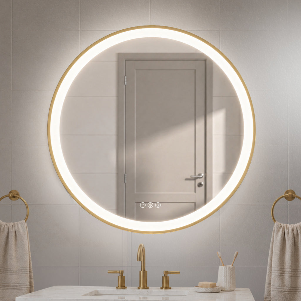 Elston 28" round front  lit LED mirror with Matte Black frame