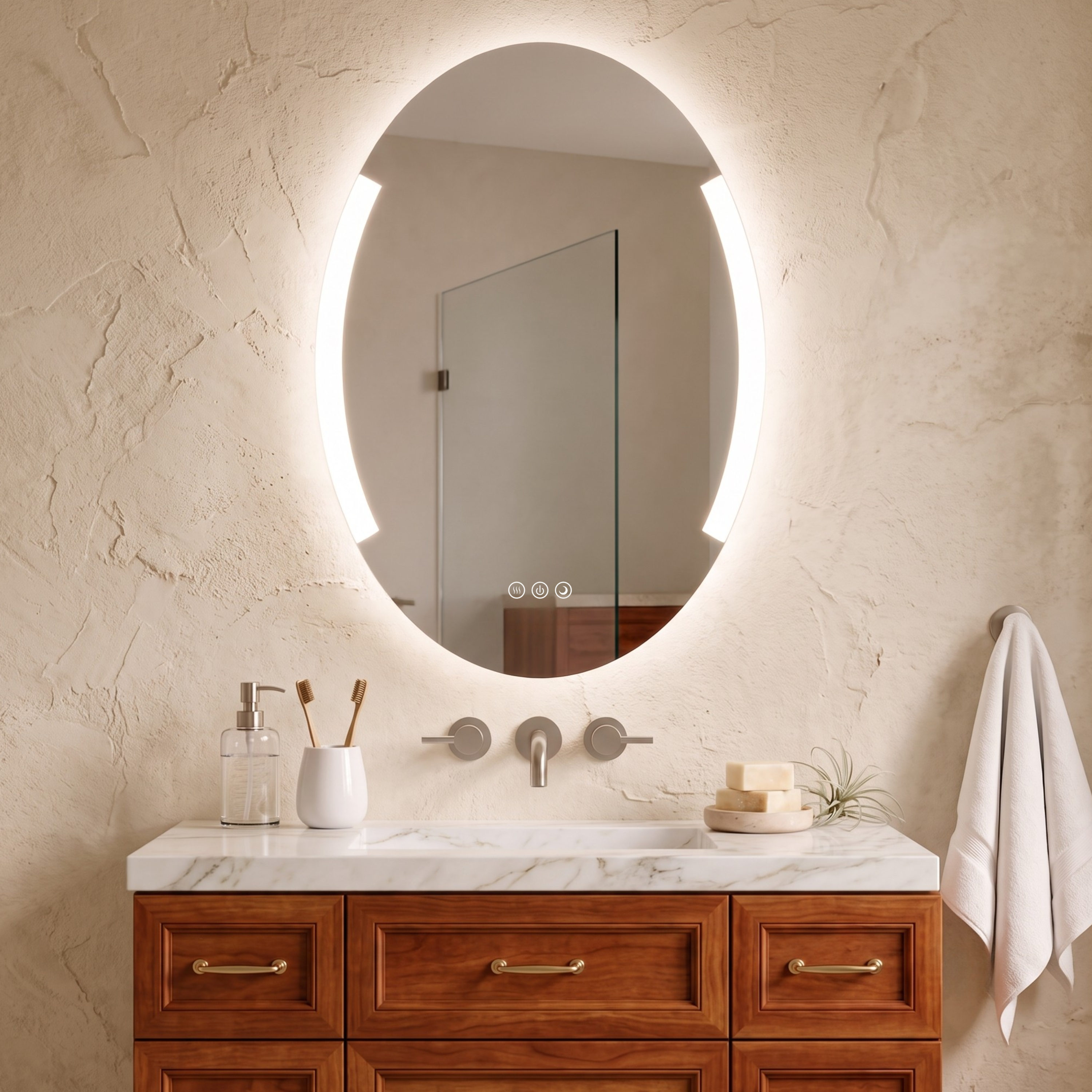 Astor 24" x 32" Oval front and back lit LED mirror with frosted glass