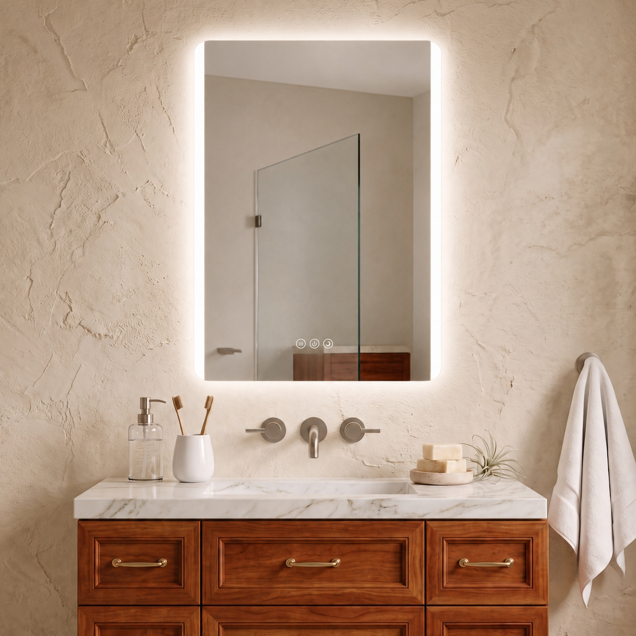 Astor 24" x 32" rectangle front and back lit LED mirror with frosted glass