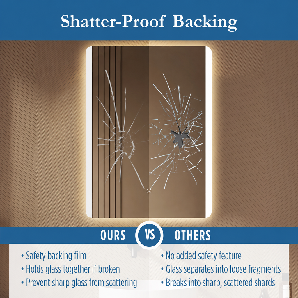 Astor 24" x 32" rectangular front and back lit LED mirror with frosted glass (battery)