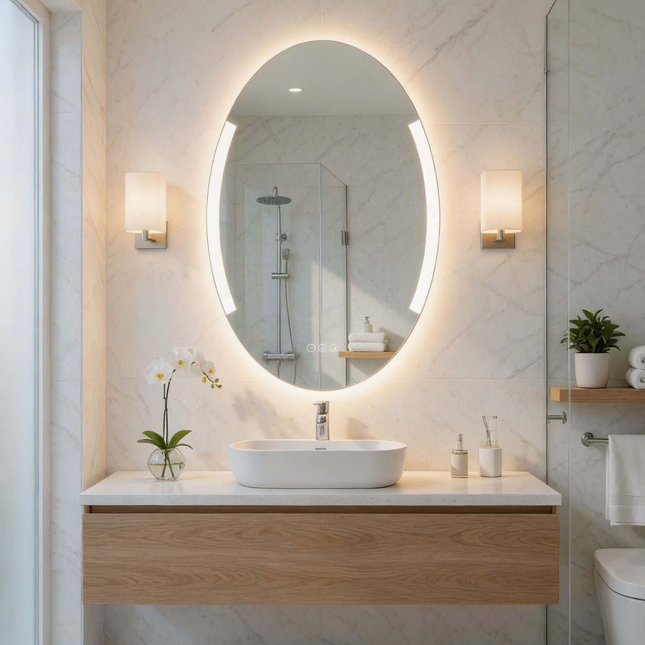 Astor 24" x 32" Oval front and back lit LED mirror with frosted glass