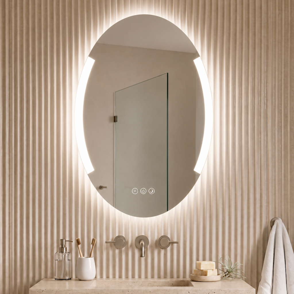 Astor 24" x 32" Oval front and back lit LED mirror with frosted glass