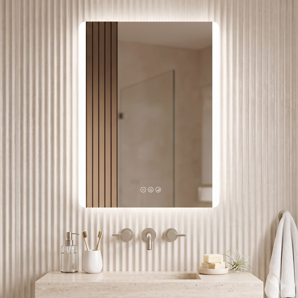 Astor 24" x 32" rectangular front and back lit LED mirror with frosted glass (battery)