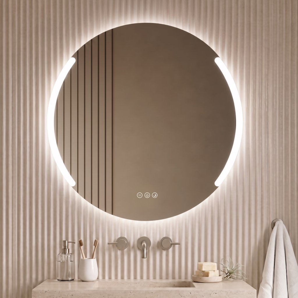 Astor 28" round front and back lit LED mirror with frosted glass
