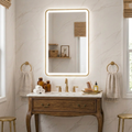 Elston 24"x 32" Rectangular Front Lit LED Mirror with Brushed Gold frame