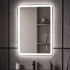 Elston 24"x 32" Rectangular Front Lit LED Mirror with Brushed Silver frame