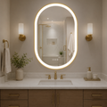 Elston 22" x 32" pill front lit LED mirror with Brushed Gold frame