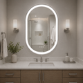 Elston 22" x 32" pill front lit LED mirror with Brushed Silver frame