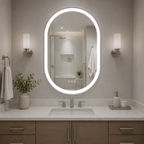 Elston 22" x 32" pill front lit LED mirror with Brushed Gold frame