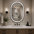 Elston 22" x 32" pill front lit LED mirror with Matte Black frame