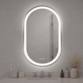 Elston 22" x 32" pill front lit LED mirror with Brushed Silver frame