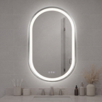 Elston 22" x 32" pill front lit LED mirror with Brushed Silver frame