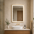 Elston 24"x 32" Rectangular Front Lit LED Mirror with Brushed Silver frame