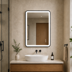 Elston 24"x 32" Rectangular Front Lit LED Mirror with Brushed Silver frame