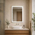 Elston 24"x 32" Rectangular Front Lit LED Mirror with Brushed Silver frame