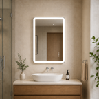 Elston 24"x 32" Rectangular Front Lit LED Mirror with Brushed Silver frame