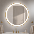 Elston 28" round front lit LED mirror with Brushed Silver frame