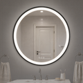 Elston 28" round front  lit LED mirror with Matte Black frame