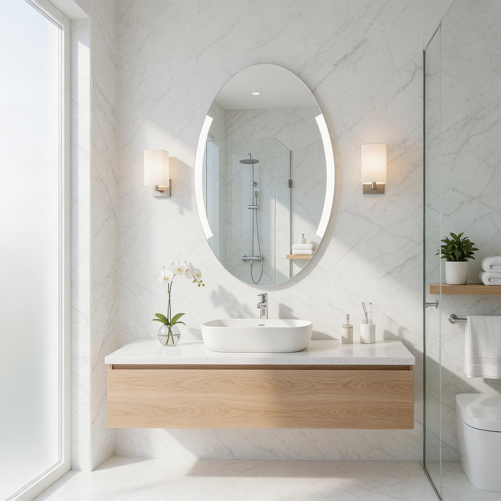 Aria 24" x 32" Oval front and back lit LED mirror with frosted glass