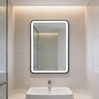 Elston 24"x 32" Rectangular Front Lit LED Mirror with Brushed Silver frame