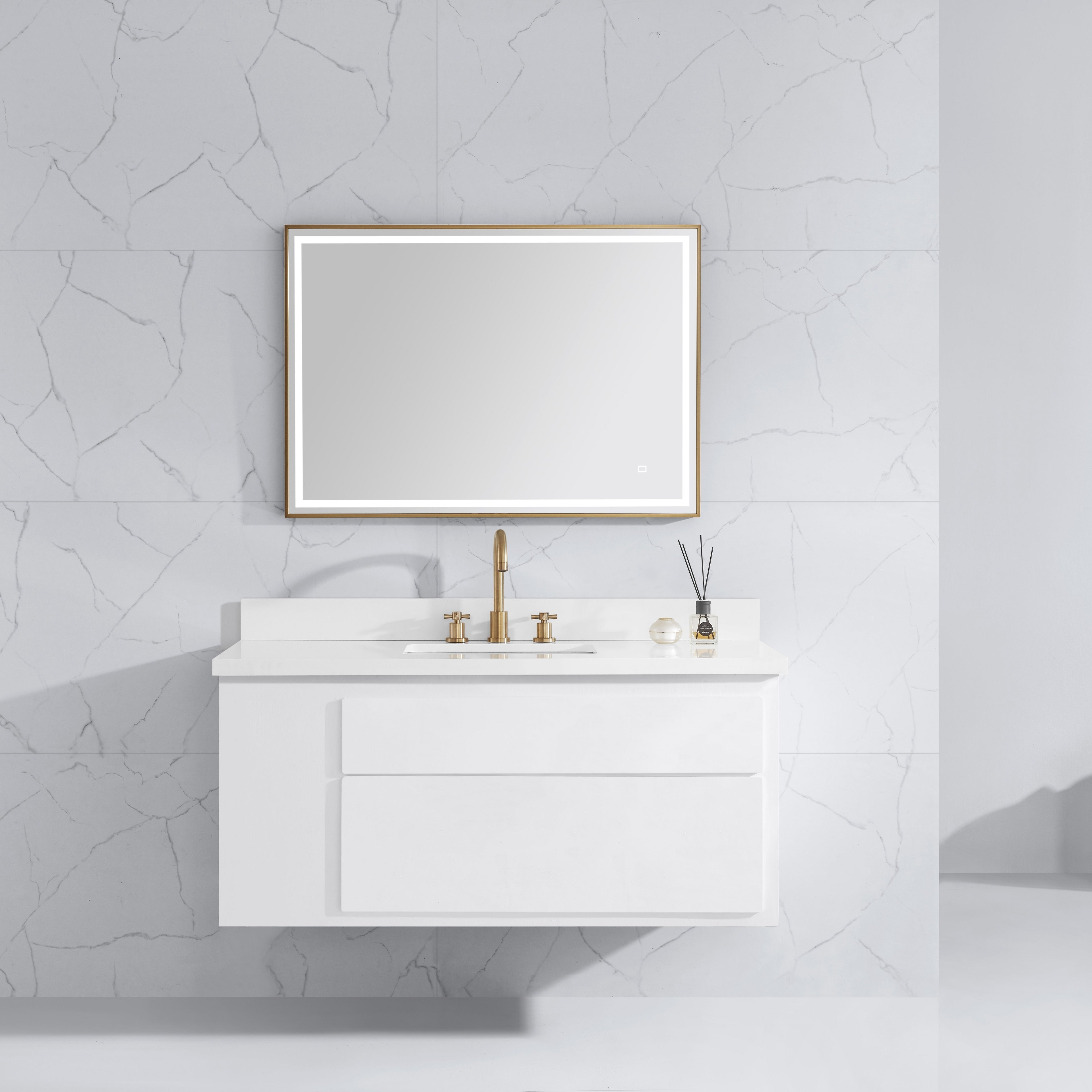 39 in. LED Bathroom Mirror with Stainless Steel Metal Frame