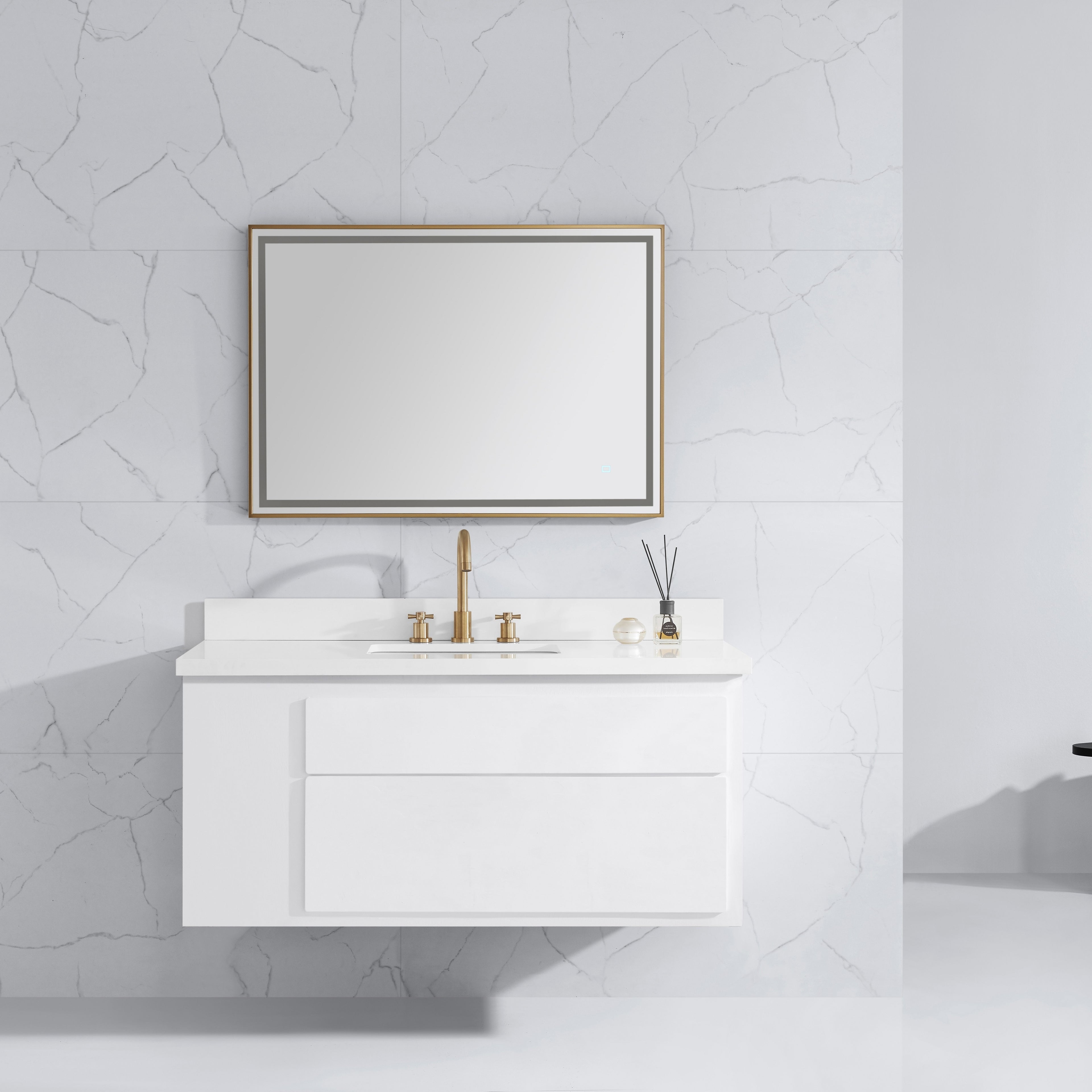 39 in. LED Bathroom Mirror with Stainless Steel Metal Frame