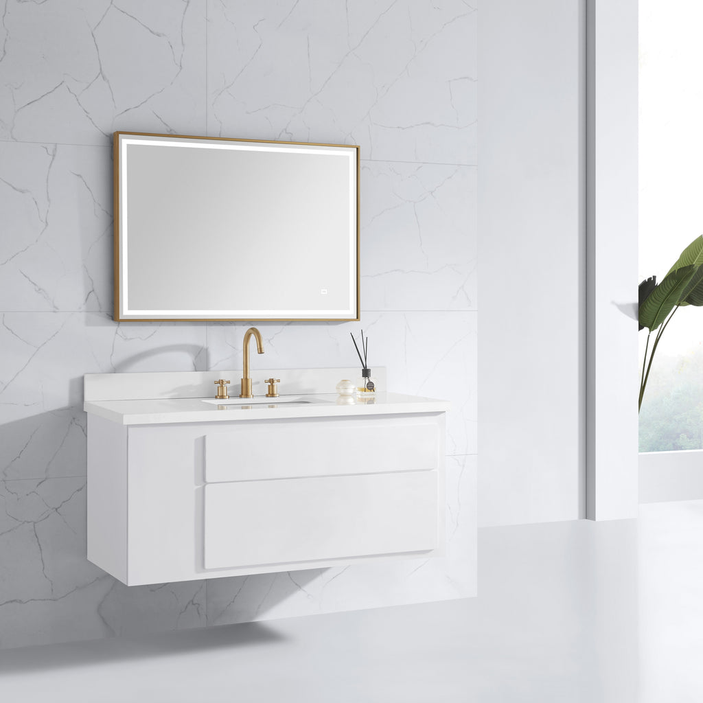 39 in. LED Bathroom Mirror with Stainless Steel Metal Frame