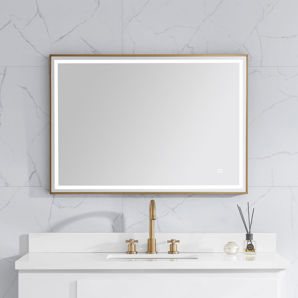 39 in. LED Bathroom Mirror with Stainless Steel Metal Frame