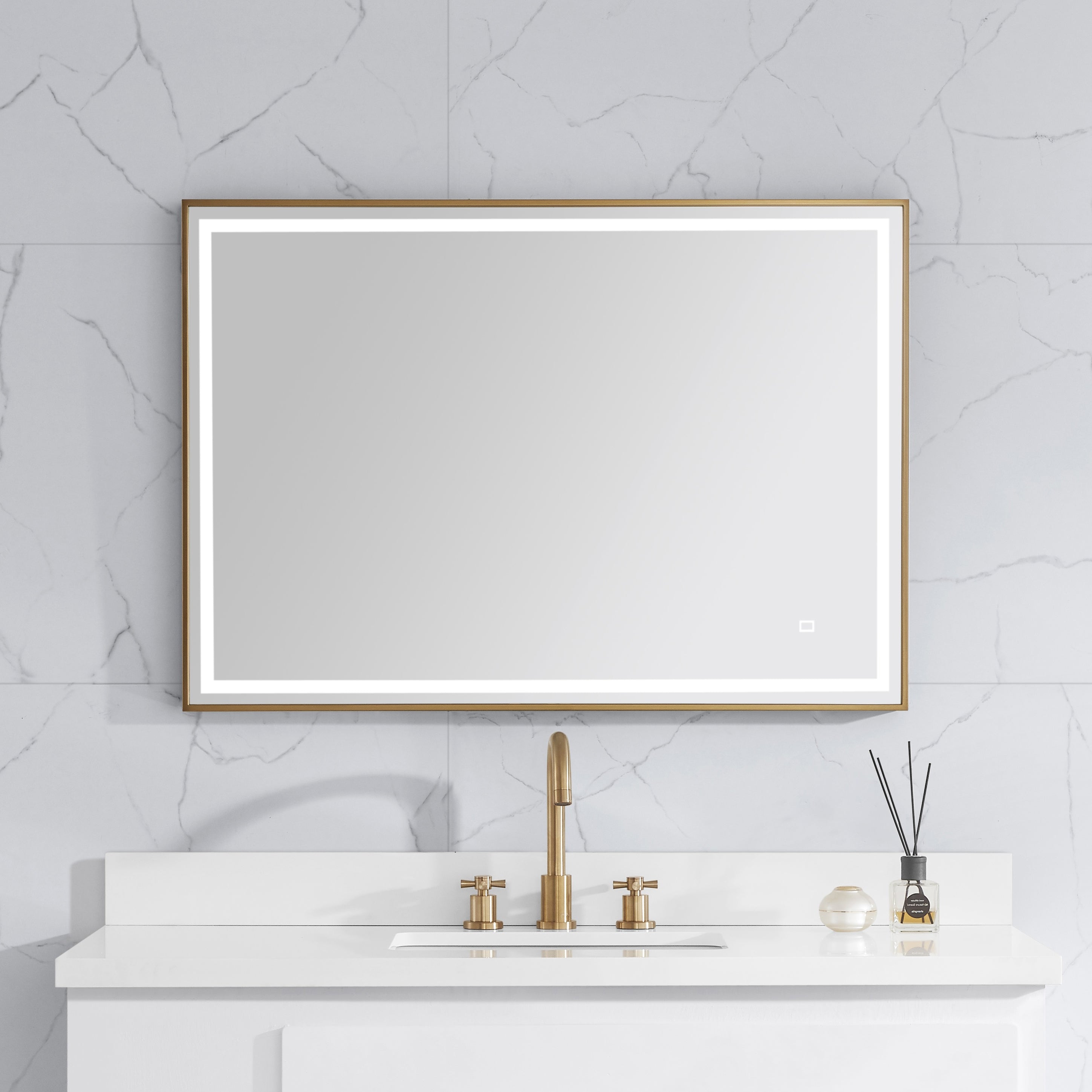 39 in. LED Bathroom Mirror with Stainless Steel Metal Frame