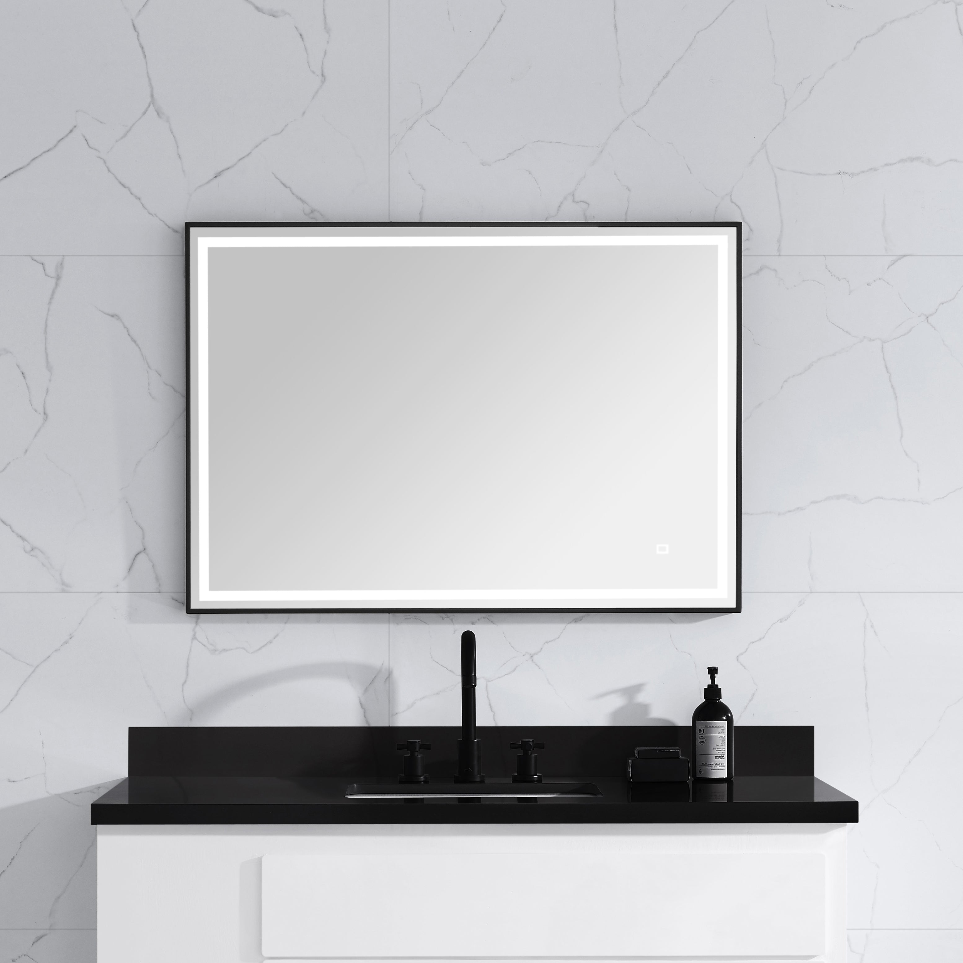 39 in. LED Bathroom Mirror with Stainless Steel Metal Frame