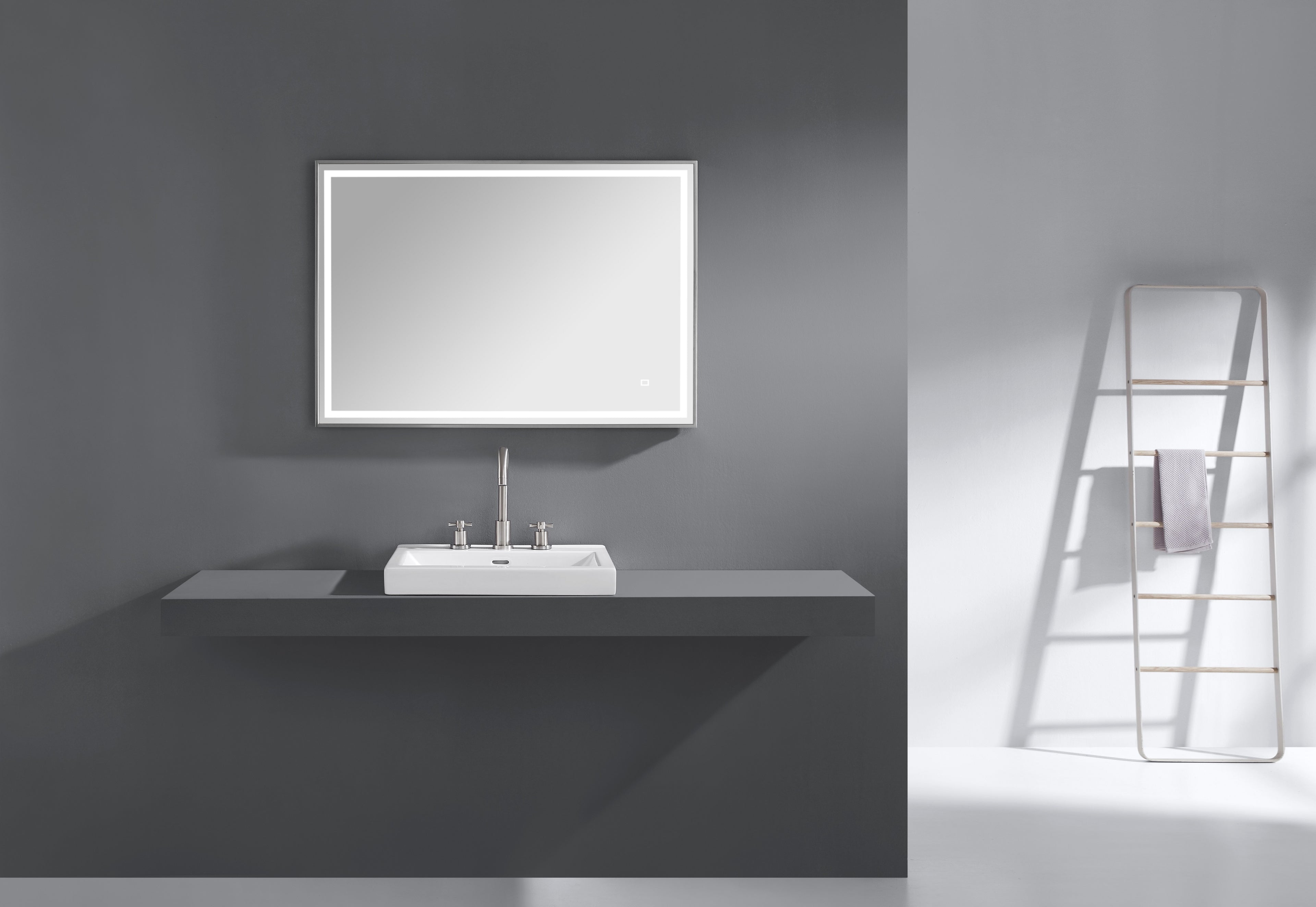 39 in. LED Bathroom Mirror with Stainless Steel Metal Frame